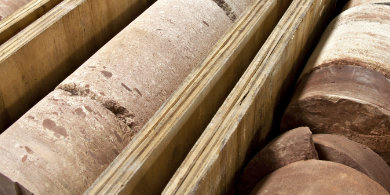 Nahaufnahme von Bohrkernen